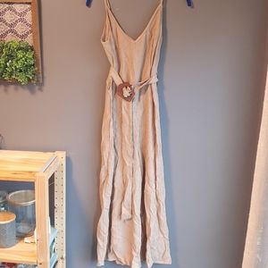 Beige / tan cami jumpsuit with belt